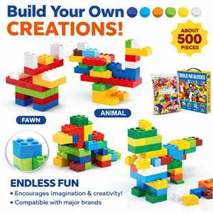 Ensemble de blocs de construction très vendus, 500 pièces, blocs en plastique ABS, briques colorées, jouet créatif DIY, compatible avec les grandes marques - Product Image 3