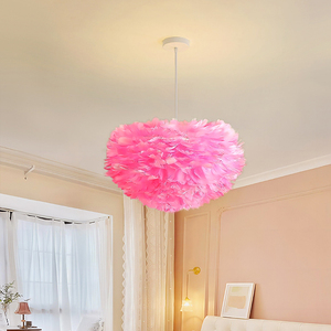 Lampada a Sospensione Moderna Rotonda con Piume, Luce LED Calda e Soffice per Camera da Letto, Cameretta, Sala da Pranzo - Product Image 3