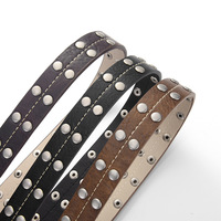 Ceinture en cuir PU pour femme, style vintage, cloutée, accessoire de cowgirl avec boucle ardillon à bordure perlée argent antique, souple pour jeans