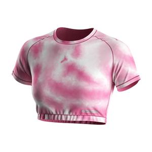 Débardeur court de sport pour femme, col demi-tour, manches courtes, vierge, de bonne qualité, pour le fitness et les activités sportives en salle de sport - Product Image 1