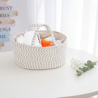 Panier de rangement pliable et léger en corde de coton tressée à aiguille courbée pour cuisine, salle de bain, articles divers et couches