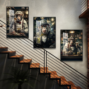 Décoration de salon : Affiches abstraites d'animaux, Graffiti mural, <span class=keywords><strong>Singe</strong></span>, Cuisinier, Barman, Impressions sur toile, Peintures d'animaux <span class=keywords><strong>Pop</strong></span> <span class=keywords><strong>Art</strong></span>, Décoration - Product Image 1