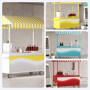 Carretto ambulante in ferro battuto con tettoia a strisce per mercati di strada, festival e vendita di <span class=keywords><strong>snack</strong></span> - Product Image 3