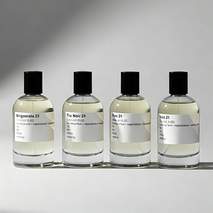 Custom logo Crimp Round Perfume <b>Bottles</b> 30ml 50ml 100ml Clear <b>Empty</b> Glass Perfume <b>Bottle</b> with Stickers and Black Cap - Product Image 2