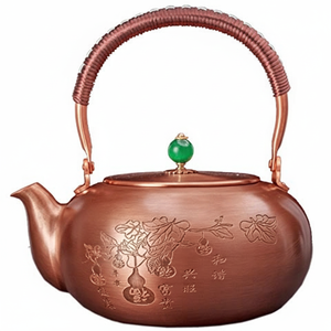 Hervidor de cobre decorativo hecho a mano con boca ancha y forma tradicional hecho para hogares y estilistas patrimoniales - Product Image 1