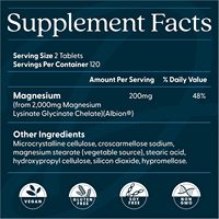 Comprimés de glycinate de magnésium chélaté à absorption élevée, marque privée, 200 mg, 240 comprimés, pour le sommeil et le soutien musculaire (vente en gros)
