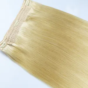 Naturel Fish Wire High Tem pBlonde Hair Clips Tape In Human Halo Extension Synthetic Keratin Tip 6d 70 Inch