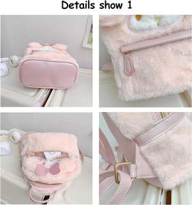 Seyahat 3D Kawaii beyaz köpek hayvan karikatür PU omuz Schoolbag çocuklar kızlar için sevimli Mini kürklü sırt çantası - Product Image 4