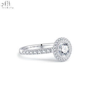 Bague de mariage pour femme en or blanc massif 18 carats de haute qualité, sertie d'un halo de diamants naturels véritables, sans pierre centrale, semi-monture. - Product Image 3