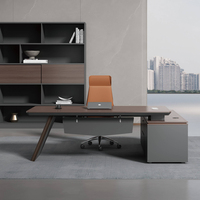 Bureau d'ordinateur de direction en L extensible de luxe moderne avec plateau en mélamine MFC, tiroirs de rangement et support autoportant CE