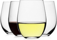 LUXU Verres à vin en verre sans pied (lot de 4)-Verre en cristal de 20 oz Verres à vin pour vin rouge ou blanc