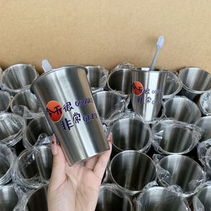 Vaso para Enjuague Bucal de Acero Inoxidable, Forma Recta, Portátil, para Viajes, Ecológico, Diseño de Color Sólido - Product Image 1