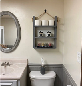 Étagère à échelle en bois suspendue en corde rustique personnalisée au-dessus des toilettes pour le rangement salle de bain organisateur en bois - Product Image 6