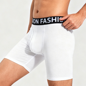 Boxer da <span class=keywords><strong>Uomo</strong></span> Personalizzabili in Cotone, Intimo Maschile Lungo Igroscopico di Alta Qualità, Bianco - Product Image 4