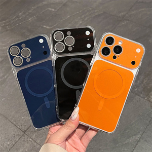 Coque de téléphone magnétique en acrylique original pour iPhone 17 16 15 14 13 Pro Max avec cadre de protection d'objectif d'appareil photo en verre dégradé IMD - Product Image 1