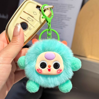 Schattig nep rex konijnenbont pluizig monster pluche sleutelhanger harige elf pop tas charme met benen & schoentjes Kawaii pom pom sleutelhanger