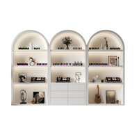 Vitrina Moderna y Elegante para Exhibición de Productos de Uñas, Zapatos y Bolsos, para Salones, Dormitorios y Uso en Hoteles, con Panel, Gabinete e Iluminación