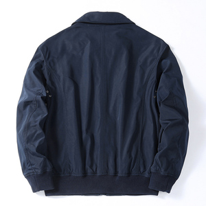 Mỹ cổ điển của người đàn ông chuyến bay Áo khoác mùa thu mùa đông Windproof áo khoác ngoài dây kéo rắn giản dị kinh doanh ve áo vải đồng bằng phía trước - Product Image 5