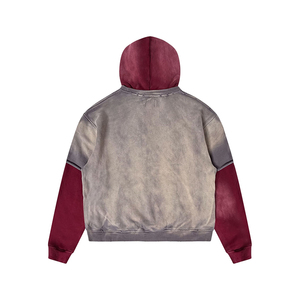 Vente en gros de sweats à capuche pour femmes, style vintage hip-hop streetwear, effet délavé, coton de haute qualité, color-block, support ODM - Product Image 2