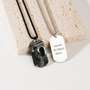 Collana con Ciondolo Personalizzato in Acciaio Inossidabile Placcato Oro 18K con Incisione di Foto <span class=keywords><strong>e</strong></span> Testo - Regalo per Donne - Product Image 1