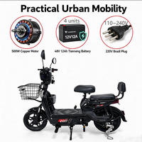 Bicicleta Eléctrica al por Mayor 2025 de 500W, 48V 12Ah, 14 Pulgadas con Enchufe Brasileño - Directo de Fábrica OEM/ODM para Importadores B2B