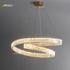 Pabrik Lampu Gantung Kristal Lampu Langit-langit Perlengkapan Lampu Gantung Cincin Tembaga Yang Dapat Disesuaikan