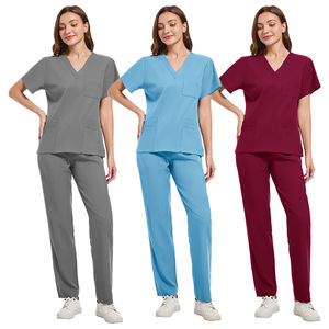 Unisex Scrub Set Moisture Wicking Hospital Uniforms Split Top And Pants Blue - Product Image 5
