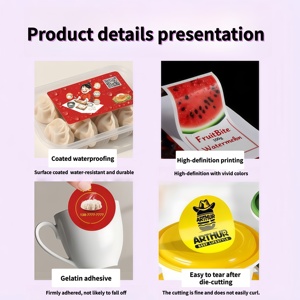 Custom Waterproof UV Printing Digital Printing Takeout Food Packaging Labels Roll <b>Logo</b> <b>Stickers</b> for Restaurant Takeawa - Product Image 4