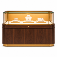 Comptoir de présentation de bijoux sur mesure, vitrine incurvée en verre, cadre doré, vitrine de présentation pour magasin de bijoux, vente en gros