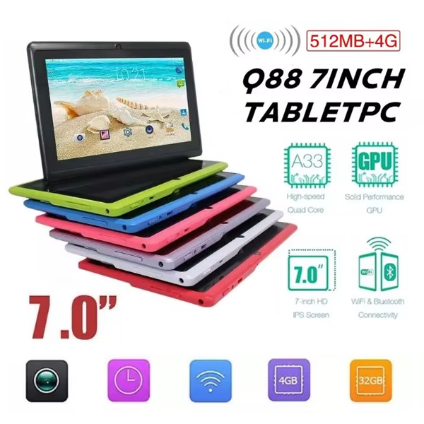 New 7 Inch Allwinner A33 Quad Core Mid Tablet Software Download Q88 Android Tablet Wifi Without Camera 7inch Tablet for Kids