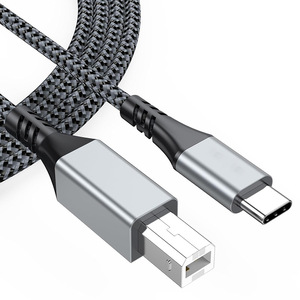 Type C To <b>Usb</b> <b>2.0</b> B Printer <b>Cable</b> Grey Aluminum Alloy Copper Wire For Laptops - Product Image 1