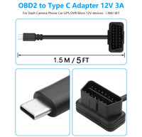 Cable de Diagnóstico OBD2 a Tipo-C OBD de 16 Pines y 12V, Conector Universal Plug and Play para DVR, Teléfono, GPS y Automóvil