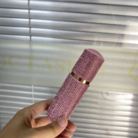 Conteneur de Stockage de Colle à Cils en Forme de Diamant Strass, Pot Scellé Vente en Gros avec Miroir et Ventilateur, Réservoir à Adhésif pour Outils d'Extension de Cils