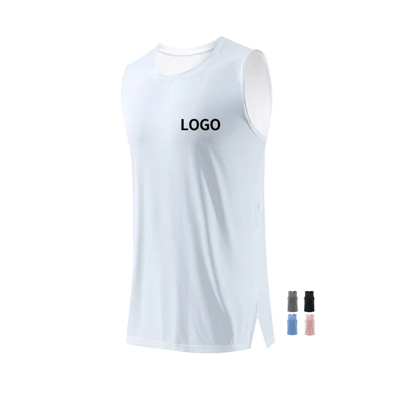 Summer white cool dri men muscle shirts performance dry fit gym fitness stringer tank top