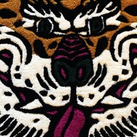 Customized Tiger Design Acrylic Handmade Luxury Modern Living Room Flooring Carpets Rugs with Cotton Backing for Commercial Use