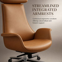 Chaise de bureau ergonomique à dossier haut avec siège pivotant réglable en cuir PU, appui-tête fixe et base à 5 étoiles
