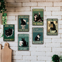 Plaques en étain imprimées pour chat vente en gros Plaques en métal pour toilettes vintage animaux pour la décoration de la salle de bain
