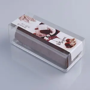 Hochwertige rechteckige transparente Mousse aus Kunststoff Swiss Roll Cake Boxes, Pastry Dessert Packing Container