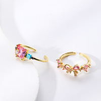 Bagues mode haute qualité gros, ouverture ajustable, zircon incrusté, plaqué or 18K, femmes – bagues fines