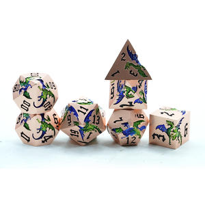 مجموعة نرد معدنية نحاسية عالية الجودة على شكل تنين أزرق وأخضر متعدد الأوجه لألعاب تقمص الأدوار (RPG) - قصة الهالوين - Product Image 2