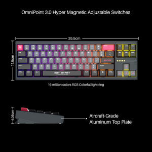 Teclado Mecánico con Levitación Magnética sin Resortes de Aluminio, Retroiluminación RGB, Interfaz USB Tipo-C, Actuación Ajustable de 0.001-3.5mm - Product Image 2