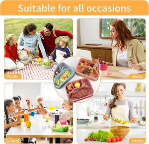 Lonchera Portátil de Silicona de Grado Alimenticio, No Tóxica, para Bebés y Niños, con 3 Compartimentos, para Conservar la Frescura de los Alimentos, Personalizable y de Venta Caliente - Product Image 4