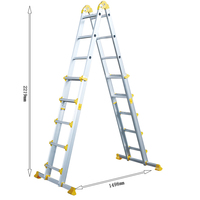 Échelle télescopique en aluminium SMILE 4-en-1 certifiée EN131 avec barre stabilisatrice, capacité de charge de 150 kg, style européen