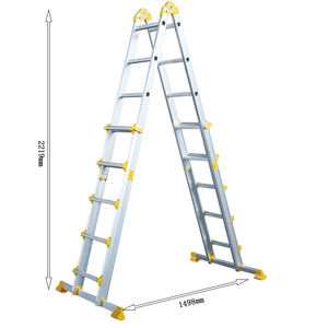 Échelle combinée 4 en 1 en aluminium de style Little Giant, échelle télescopique robuste certifiée EN 131 avec barre stabilisatrice - Product Image 2