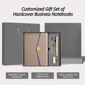 उच्च गुणवत्ता वाले अनुकूलित चमड़े नोटपैड बिंदर ए 5 हार्डकवर डायरी पेन यूएसबी फ्लैश ड्राइव उपहार बॉक्स सेट नोटबुक कॉर्पोरेट लोगो - Product Image 2