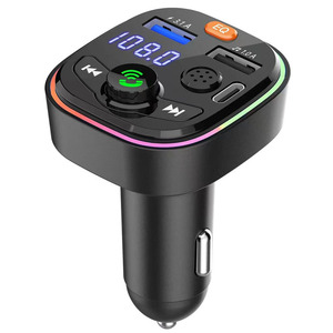 Émetteur <span class=keywords><strong>FM</strong></span> pour voiture Q6 OLIVER avec port USB pour lecteur MP3 mains libres, lumière ambiante, charge rapide PD 3.1A, chargeur USB - Product Image 1