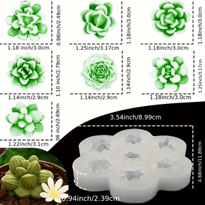 Stampi in Resina (7 Tipi) per Piante Succulente, Modelli Fai-da-Te per Candele Profumate, Colate in Resina, Decorazioni in Gesso - Product Image 3