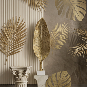Objet décoratif élégant en forme de feuille, moderne et luxueux, en aluminium, pour la maison, design unique pour table, idéal pour mariage, produit très vendu - Product Image 1