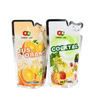 Pochettes en plastique personnalisées avec logo, 150 ml et 500 ml, pour boissons et aliments, avec paille intégrée, pour jus frais