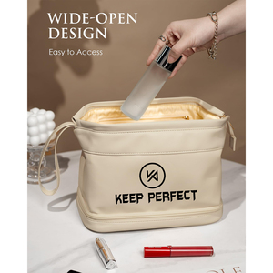 Trousse de Maquillage en Cuir PU Imperméable avec Fermeture Éclair, Trousse de Toilette Professionnelle de Haute Qualité, Pochette de Voyage Personnalisable avec Logo pour Hommes et Femmes - Product Image 2